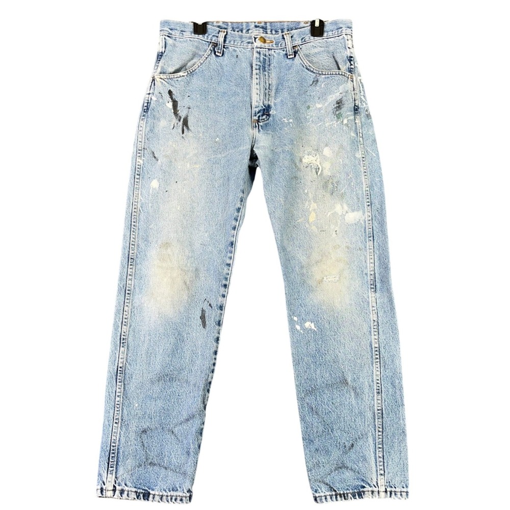 Rustler Regular Straight Leg Jeans Paint Splatter Distressed Workwear 34x30 Mens
